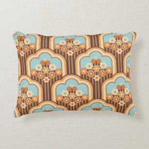 70s wallpaper seamless design, vintage flowers  decorative cushion