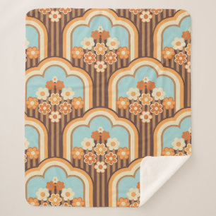 70s wallpaper seamless design,  vintage flowers  sherpa blanket