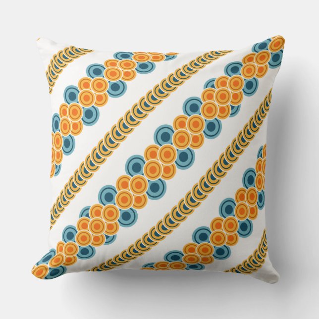 70's years circle rows diag throw pillow (Front)
