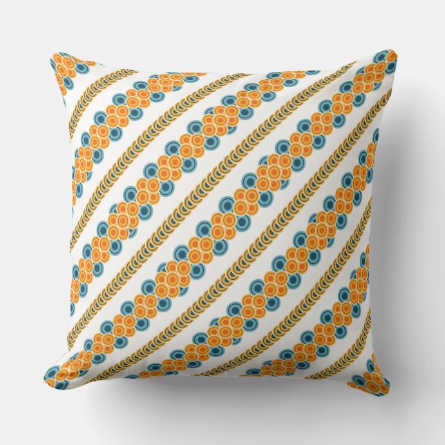 70's years circle rows small diag throw pillow (Front)