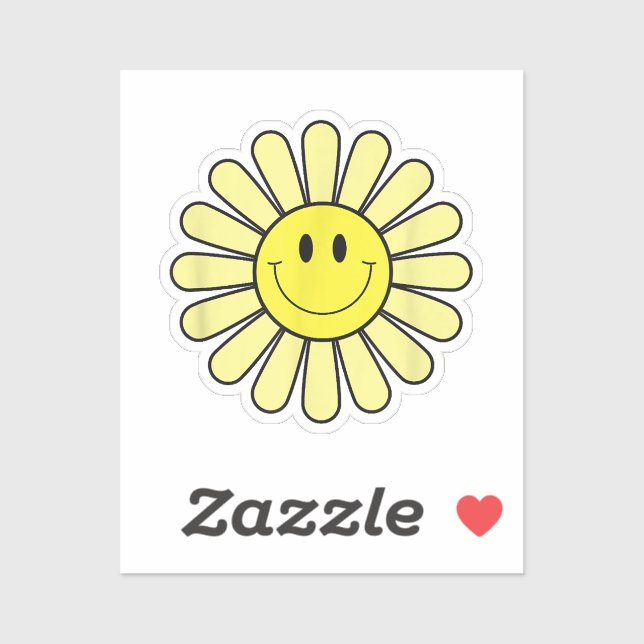 70s Yellow Smile Face Flower Shirt Happy Peace Smi (Sheet)