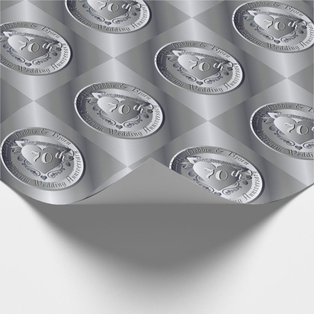 70th, 10th, 20th,25th,Wedding Anniversary Platinum Wrapping Paper (Corner)