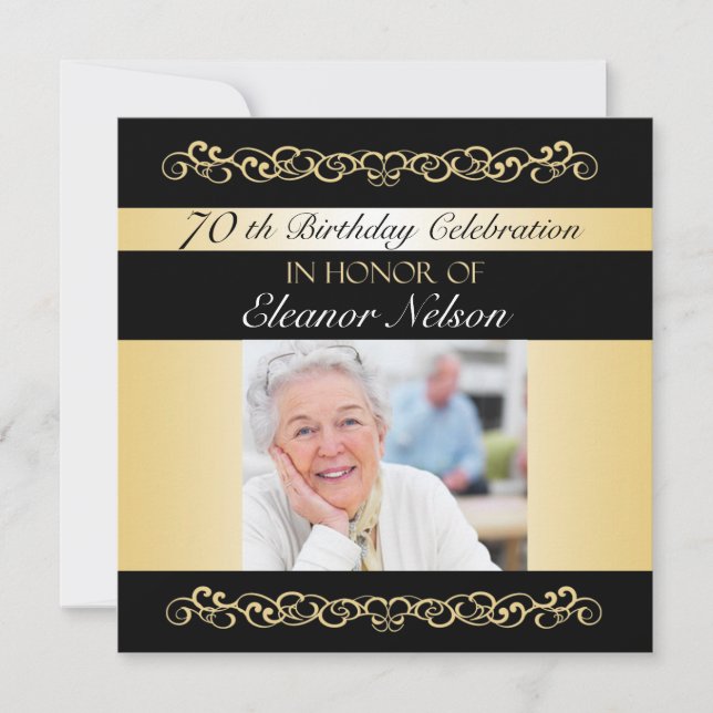 70th-79th Birthday Party Invitations With Photo (Front)