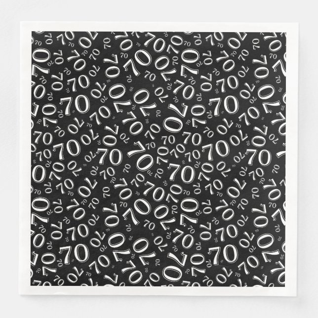 70th Age Random Number Pattern Black/White Napkin (Front)