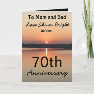 70th Anniversary Mum Dad Love Shines Bright Sunset Card