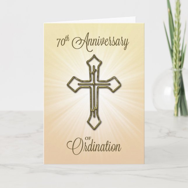 70th Anniversary of Ordination, Gold Cross Card (Front)