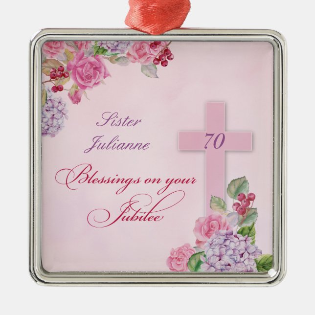 70th Anniversary of Religious Life Catholic Nun Metal Ornament (Front)