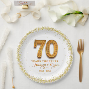70th Anniversary Personalised Paper Plate