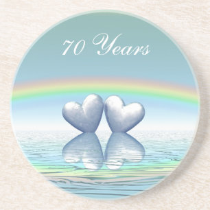 70th Anniversary Platinum Hearts Coaster