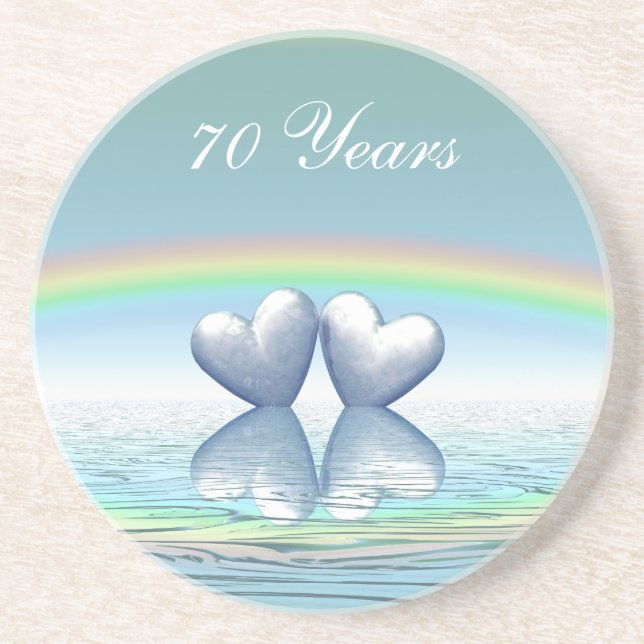 70th Anniversary Platinum Hearts Coaster (Front)