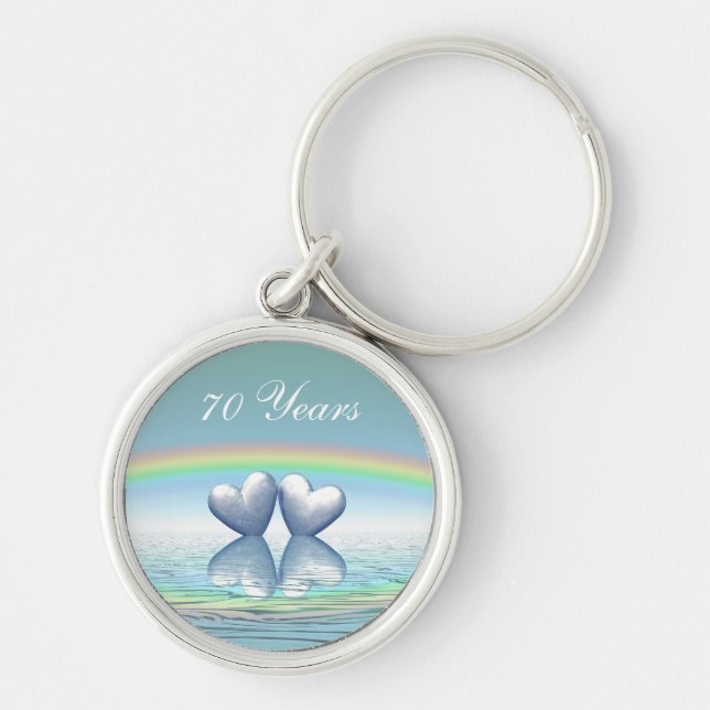 70th Anniversary Platinum Hearts Key Ring (Front)