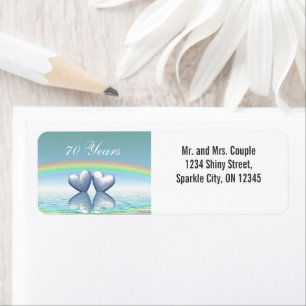 70th Anniversary Platinum Hearts Return Address Label