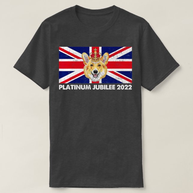 70th Anniversary Platinum Jubilee Cute Corgi  T-Shirt (Design Front)