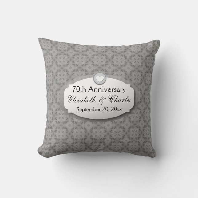 70th Anniversary Wedding Anniversary Platinum Z03 Cushion (Front)