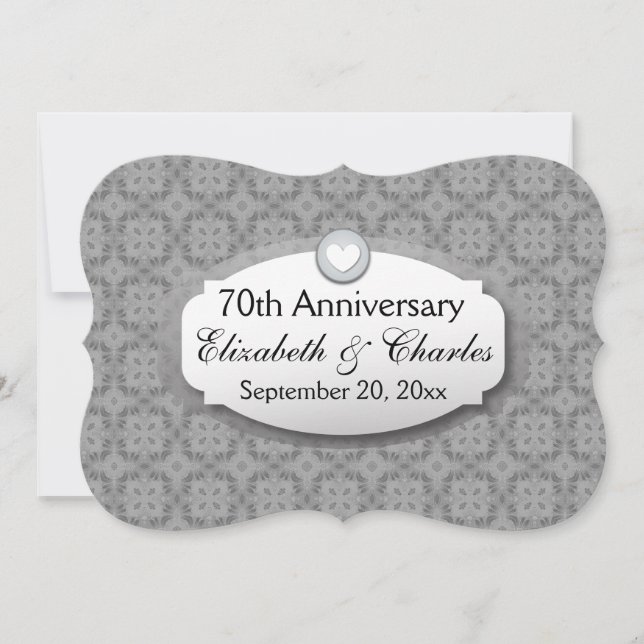 70th Anniversary Wedding Anniversary Platinum Z03 Invitation (Front)
