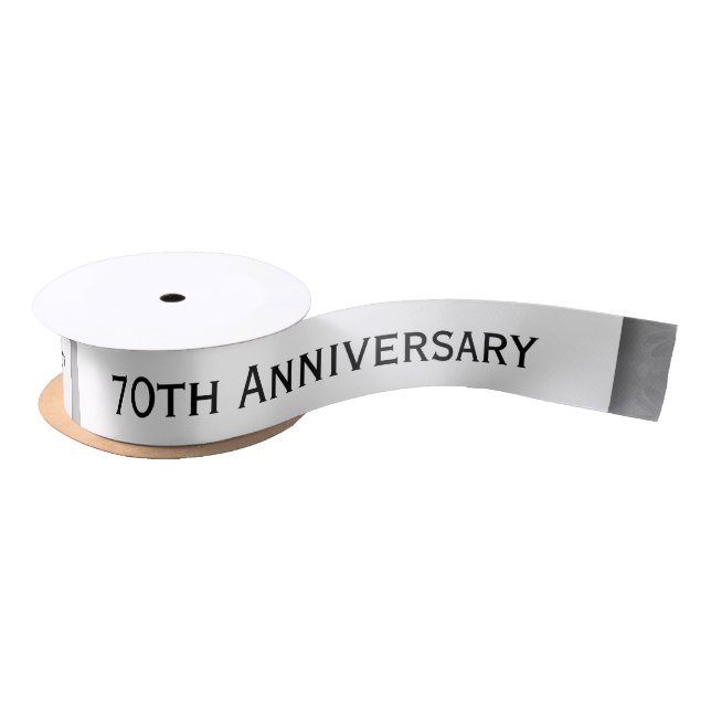 70th Anniversary Wedding Anniversary Platinum Z03 Satin Ribbon (Spool)