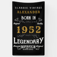 70th Birthday 1952 Add Name Black Gold Legendary