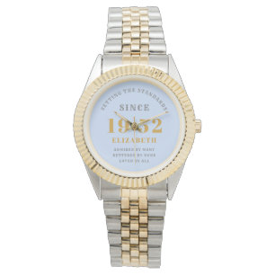 70th Birthday 1952 Elegant Blue Grey Chic Woman's Watch