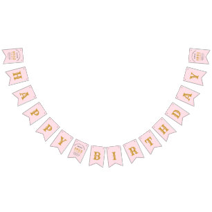 70th Birthday 1952 Pink Gold Name Chic Elegant Bunting