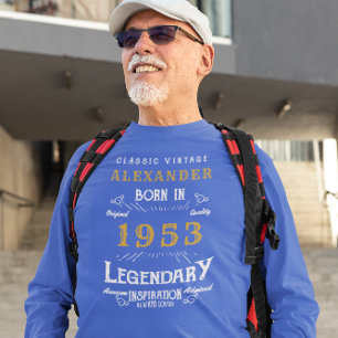 70th Birthday 1953 Add Name Blue Gold Legendary T-Shirt