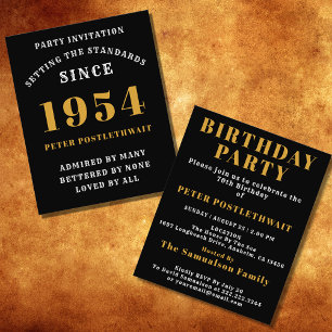 70th Birthday 1954 Black Gold Personalised For Him Flyer