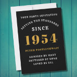 70th Birthday 1954 Black Gold Personalised For Him Invitation<br><div class="desc">Elegant Black and Gold 70th Birthday Invitation - Create Your Own Personalised Design. Setting the stage for a remarkable celebration starts with the perfect invitation. Our elegant black and gold 70th birthday invitation is the perfect choice for this milestone event. Bathed in black for a touch of sophistication and adorned...</div>