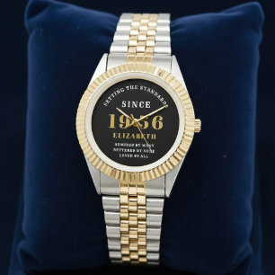 70th Birthday 1956 Elegant Black White Chic Watch