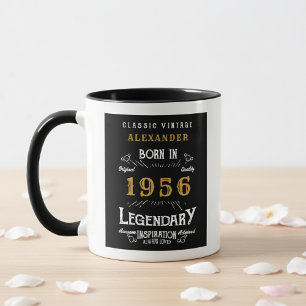 70th Birthday 1956 Legend Retro Black Personalized Mug