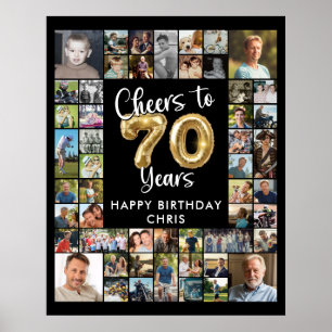 70th Birthday 51 Photo Collage Cheers to 70 Years Poster