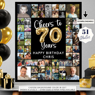 70th Birthday 51 Photo Collage Cheers to 70 Years Poster