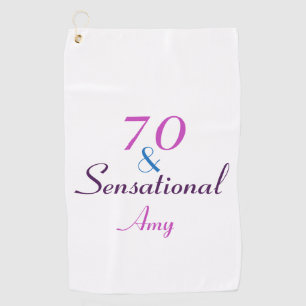 70th Birthday 70 and Sensational Girly Personalise Golf Towel
