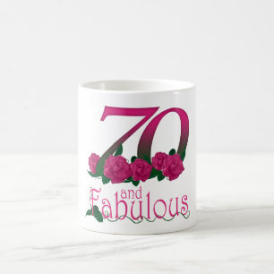 70th birthday 70 pink rose flower mug