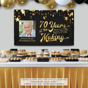 70th Birthday 70 YEARS IN THE MAKING Gold Stars Banner