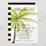 70th Birthday Adult Surprise Tropical Aloha Party Invitation<br><div class="desc">---------------------------- ABOUT THIS DESIGN --------------------------- Modern Black and White Adult Tropical Palm Tree Birthday Party Invitation Card Template in custom fonts & colours >> To customisation, click the "Customise it" button and use the design tool to modify this template. Most text, colours, sizes can be modified. >> For thicker papers,...</div>