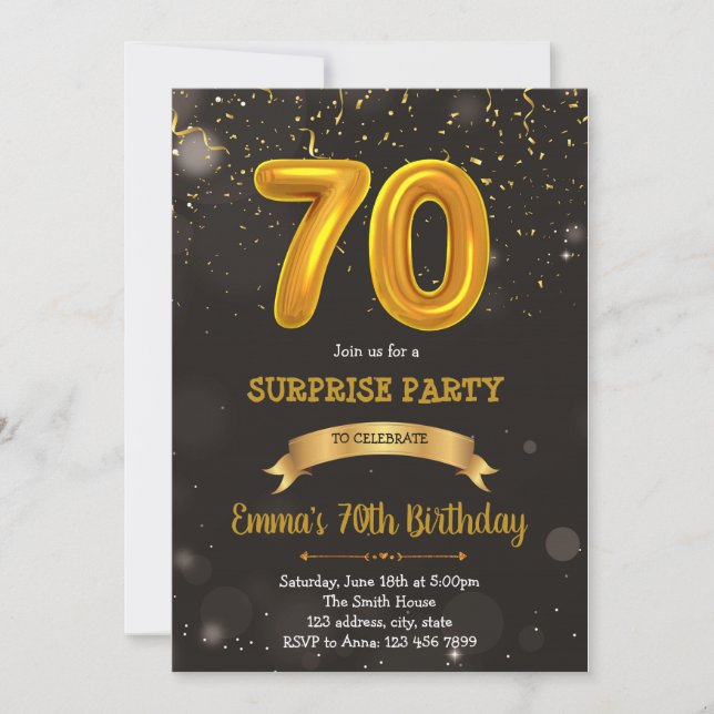 70th birthday anniversary theme invitation (Front)