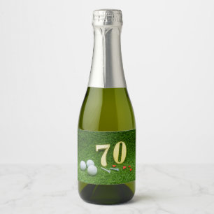 70th birthday anniversary with golf ball on green sparkling wine label
