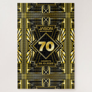 70th Birthday Art Deco Gold Black Great Gatsby Jigsaw Puzzle