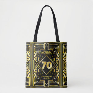 70th Birthday Art Deco Gold Black Great Gatsby Tote Bag