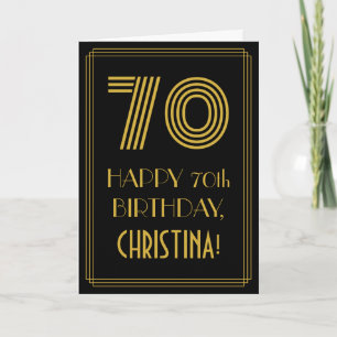 70th Birthday: Art Deco Inspired Look "70" & Name Card