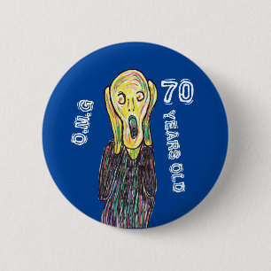 70th birthday artist painter 70 years 6 cm round badge