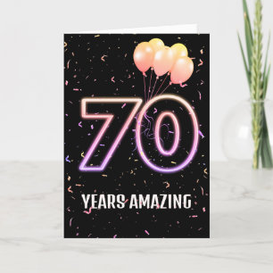 70th Birthday Balloons and Confetti Card