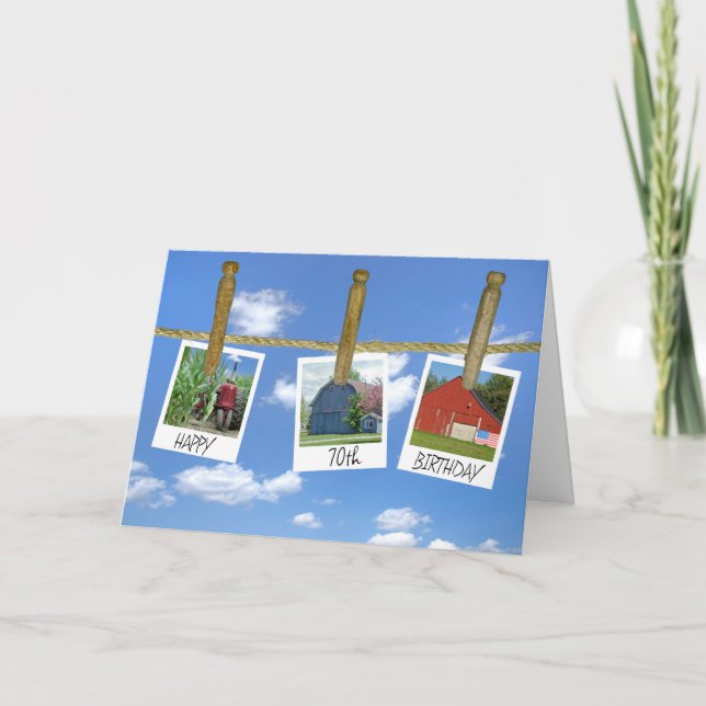 70th Birthday Barns And Tractor Snapshots Card (Front)