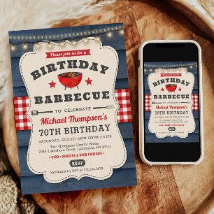 70th Birthday BBQ Summer Barbecue Party Invitation