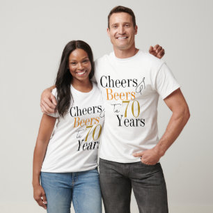 70th Birthday Beers and Cheers Minimal Party T-Shirt