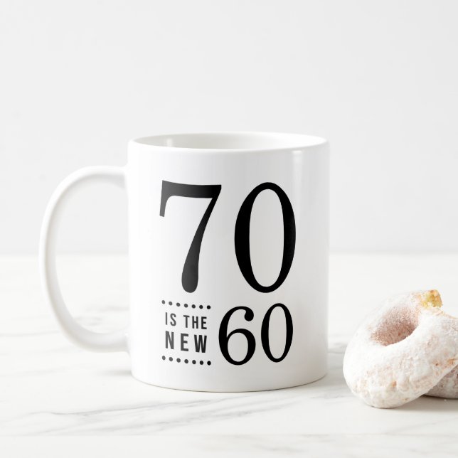 70th Birthday Black 70 is the new 60 Coffee Mug (With Donut)