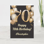 70th Birthday Black and Gold Balloons Confetti Card<br><div class="desc">70th Birthday Black and Gold Balloons Confetti Card. For further customisation,  please click the "Customise it" button and use our design tool to modify this template.</div>