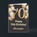 70th Birthday Black and Gold Balloons Confetti Card<br><div class="desc">70th Birthday Black and Gold Balloons Confetti Card. For further customisation,  please click the "Customise it" button and use our design tool to modify this template.</div>