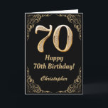 70th Birthday Black and Gold Glitter Frame Card<br><div class="desc">70th Birthday Black and Gold Glitter Frame. For further customisation,  please click the "Customise it" button and use our design tool to modify this template.</div>