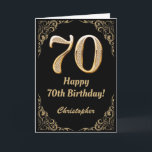 70th Birthday Black and Gold Glitter Frame Card<br><div class="desc">70th Birthday Black and Gold Glitter Frame. For further customisation,  please click the "Customise it" button and use our design tool to modify this template.</div>