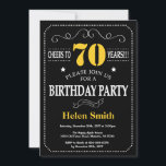 70th Birthday Black and Yellow Chalkboard Invitation<br><div class="desc">70th Birthday Invitation Black and Yellow Typography. Chalkboard. Black and White Background. Adult Birthday. Male Men or Women Birthday. Kids Boy or Girl Lady Teen Teenage Bday Invite. 13th 15th 16th 18th 20th 21st 30th 40th 50th 60th 70th 80th 90th 100th. Any Age. For further customisation, please click the "Customise...</div>